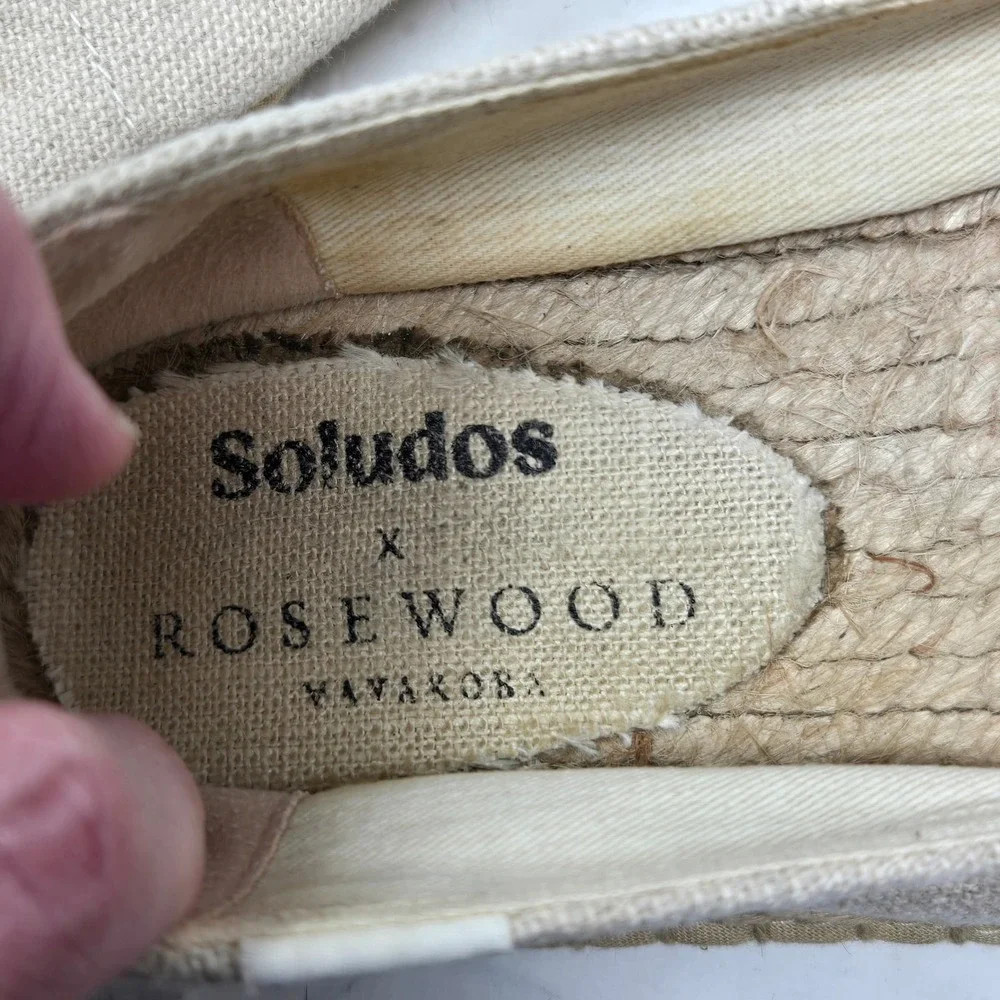 Soludos x Rosewood Mayakoba Espadrilles Womens 9 Aqui Me Quedo Palm Tree Linen